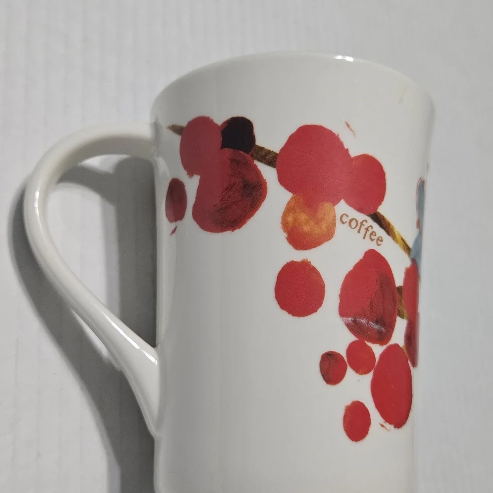 Starbucks Coffee Bean Blue Flowers Red Coffee Beans Floral Coffee Cup 12oz Mug